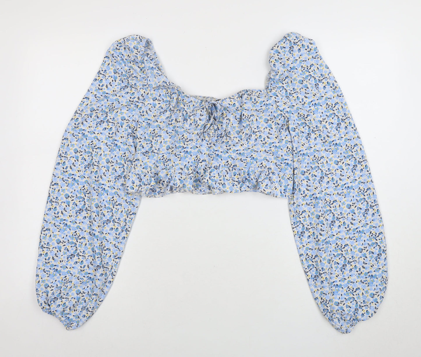 Womens UK Size 14 New Look Blue Cropped Blouse