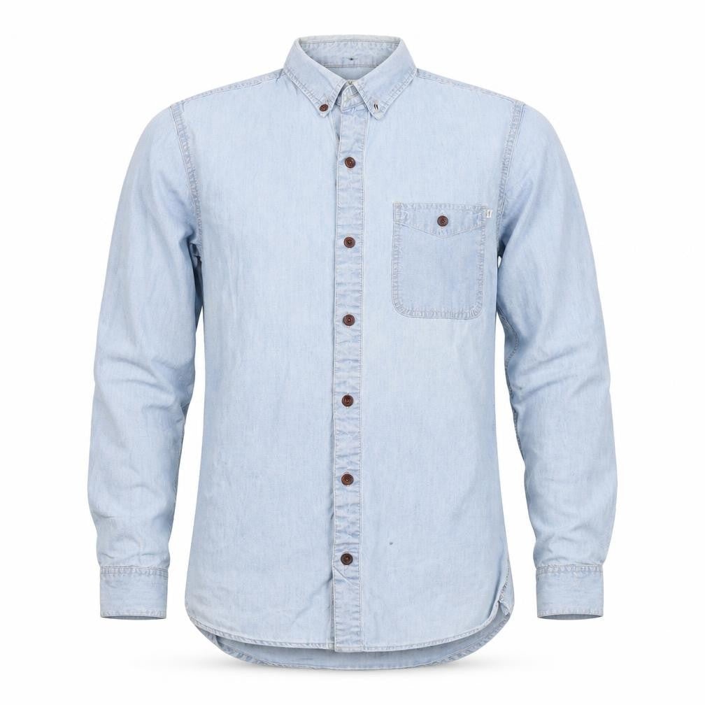 Farah 1920 Men's Blue Denim Button-Up Regular Fit Shirt Size M