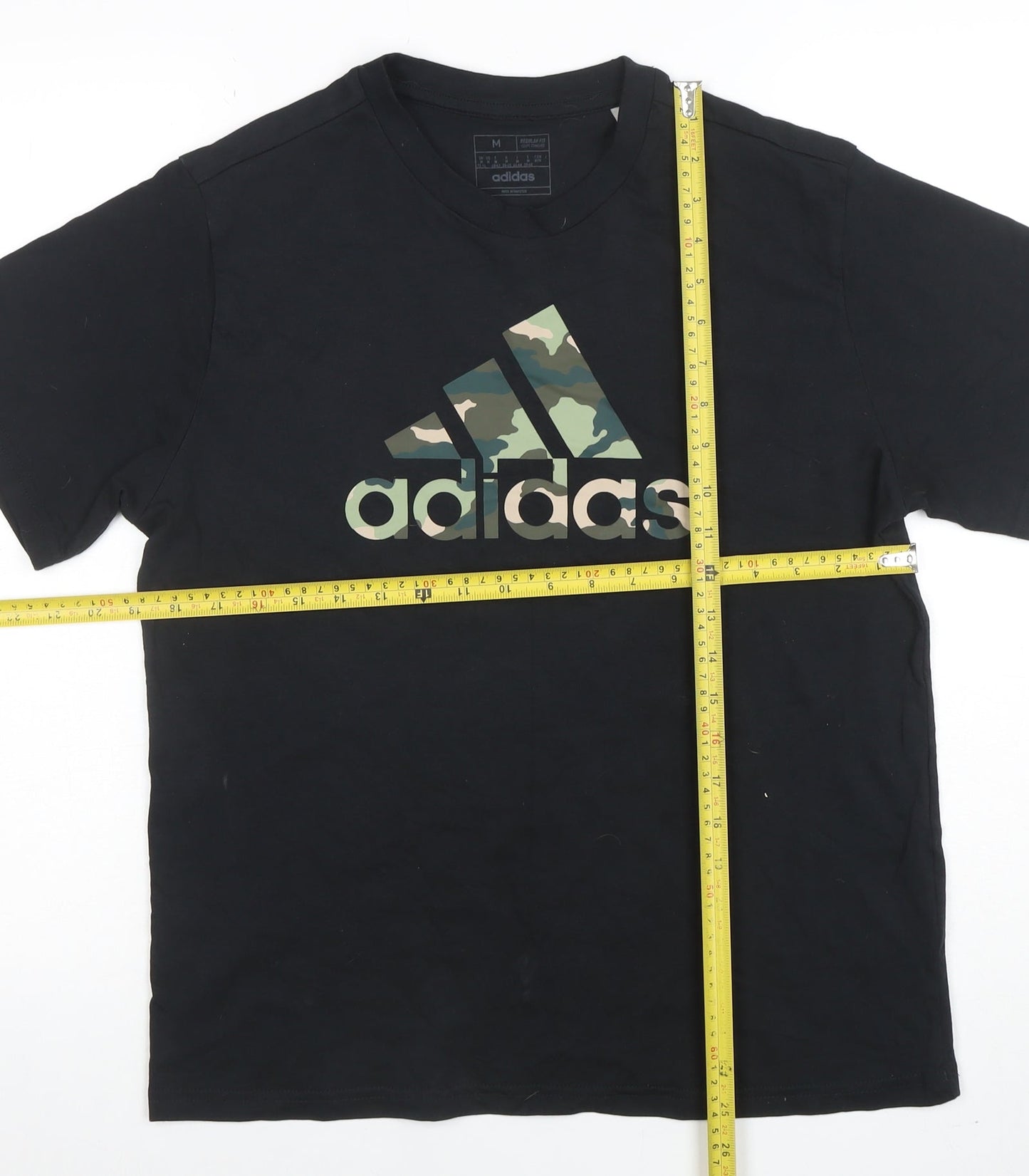 adidas Men’s Black Camouflage Logo Short Sleeve Cotton T-Shirt M