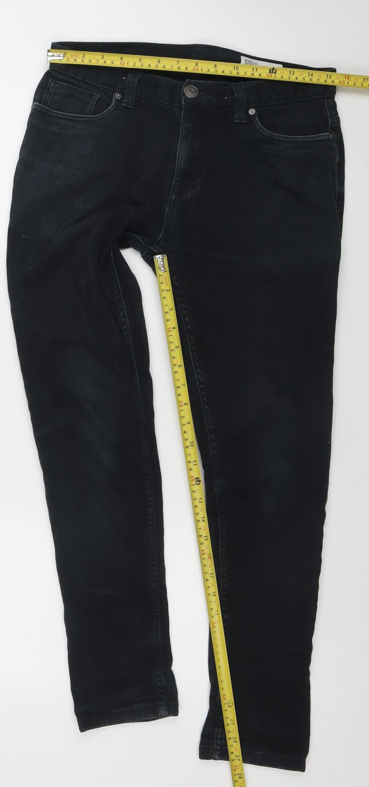Mens UK Size M Denim Co. Slim Fit Skinny Black Jeans