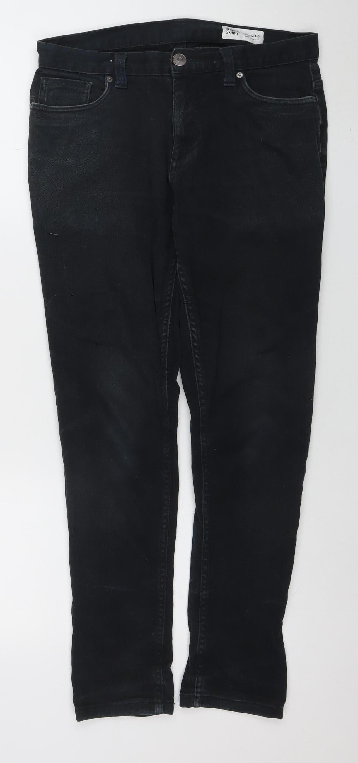 Mens UK Size M Denim Co. Slim Fit Skinny Black Jeans