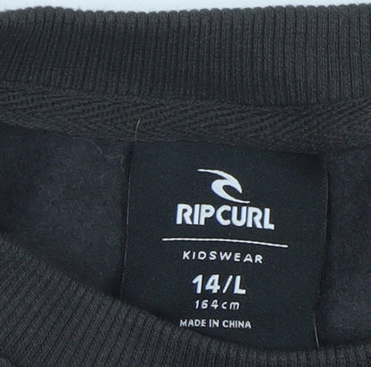 Rip Curl Girls Black Graphic Print Cotton Sweatshirt 14 Years Regular Fit