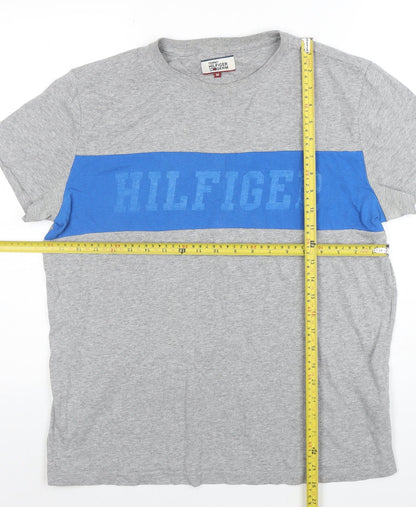 Tommy Hilfiger Denim Men's Grey Blue Crew Neck Graphic T-Shirt M
