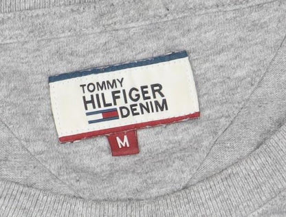 Tommy Hilfiger Denim Men's Grey Blue Crew Neck Graphic T-Shirt M