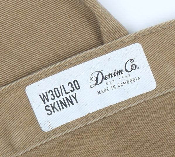 Mens UK Size M Denim Co. Slim Fit Skinny Beige Jeans