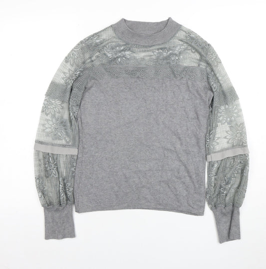 Womens UK Size S AngelEye London Grey Basic Blouse