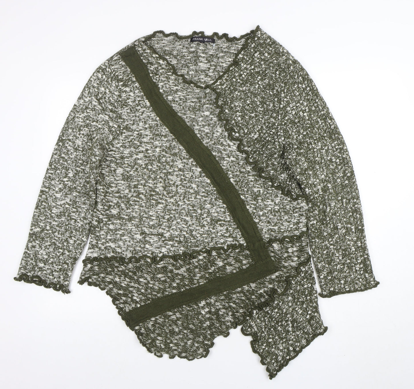 Womens UK Size L Frank Saul Green Wrap Jumper