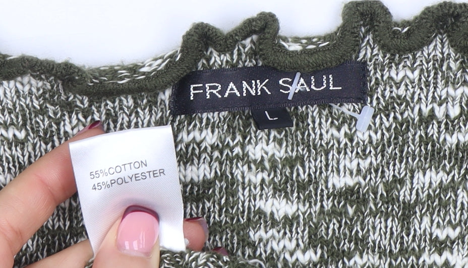 Womens UK Size L Frank Saul Green Wrap Jumper