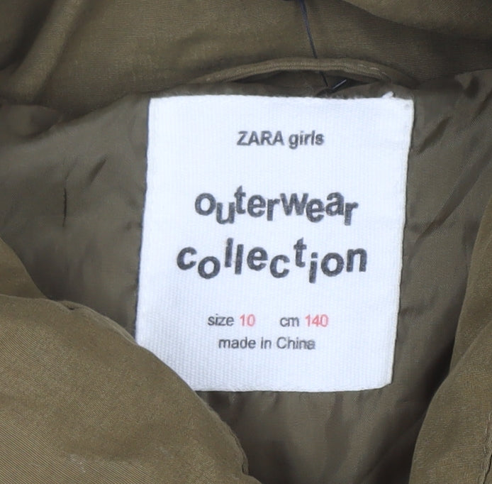 Girls UK Size 10 Years Zara Brown Puffer Jacket