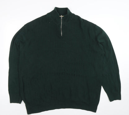 Mens UK Size 2XL NEXT Green 1/2 Zip Jumper