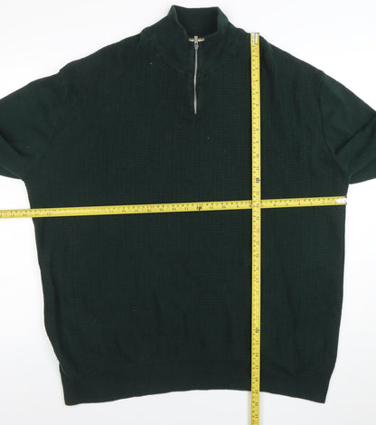 Mens UK Size 2XL NEXT Green 1/2 Zip Jumper