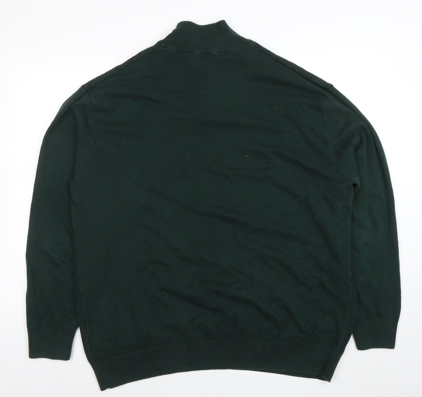 Mens UK Size 2XL NEXT Green 1/2 Zip Jumper