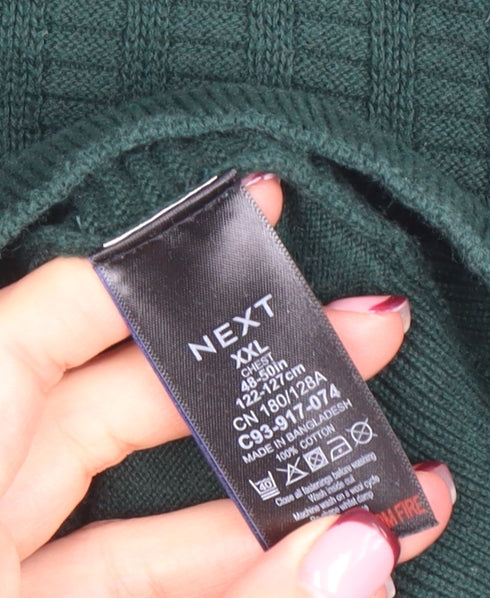 Mens UK Size 2XL NEXT Green 1/2 Zip Jumper