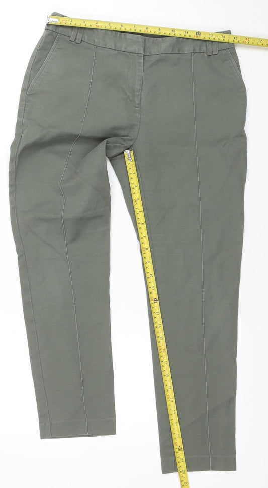 Womens UK Size 10 Oasis Slim Fit Chino Green Trousers