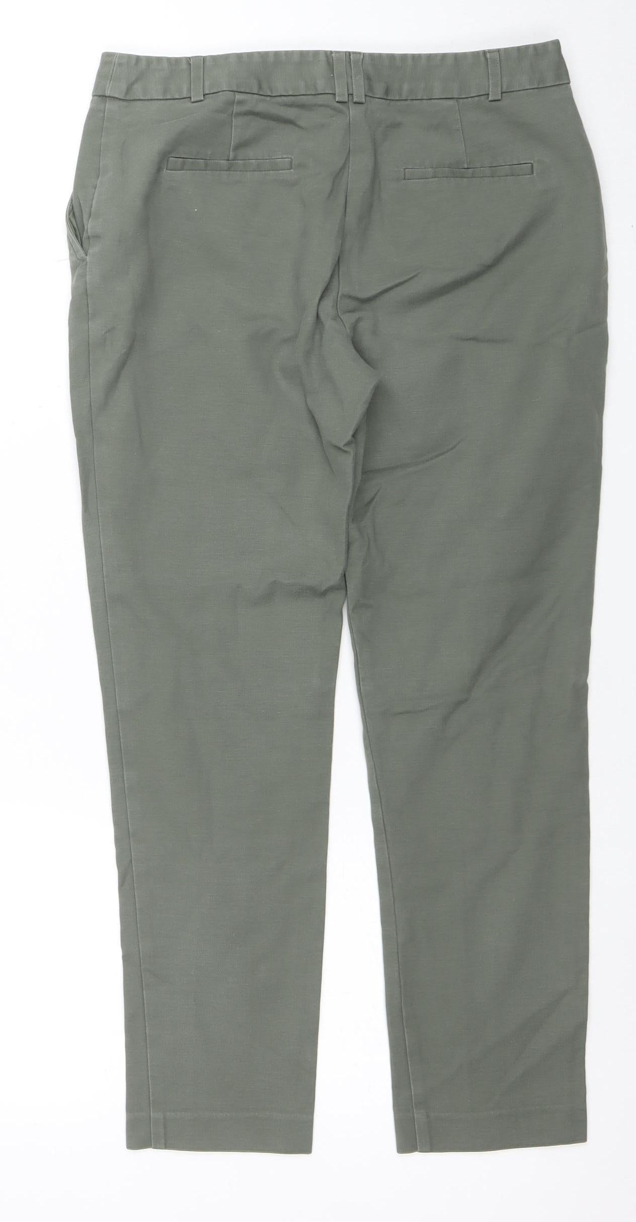 Womens UK Size 10 Oasis Slim Fit Chino Green Trousers