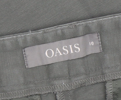 Womens UK Size 10 Oasis Slim Fit Chino Green Trousers