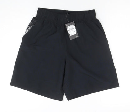 Under Armour Boys Black Small Loose Fit Athletic Shorts Polyester