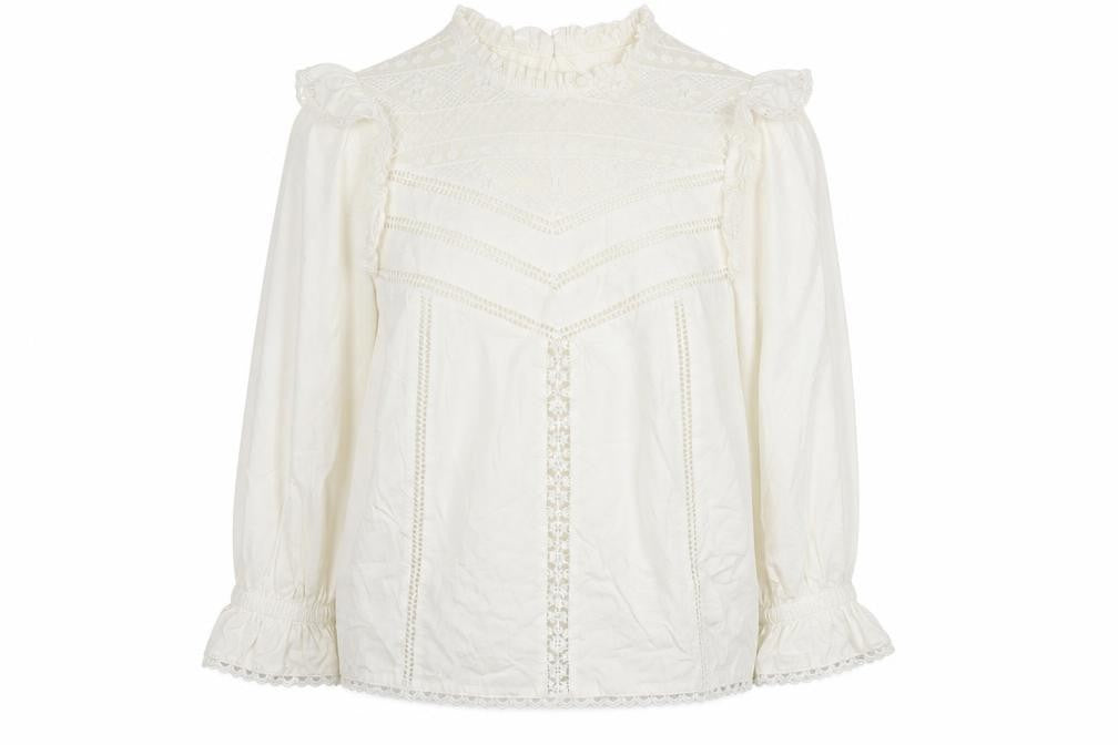 Front view of OshKosh B'gosh Teens Ivory Ruffle Lace Cotton Blouse UK 6