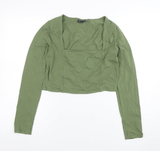 Womens UK Size 14 ASOS Green Cropped T-Shirt