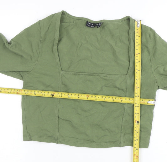 Womens UK Size 14 ASOS Green Cropped T-Shirt