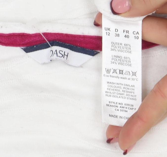 Womens UK Size 12 DASH White Basic T-Shirt