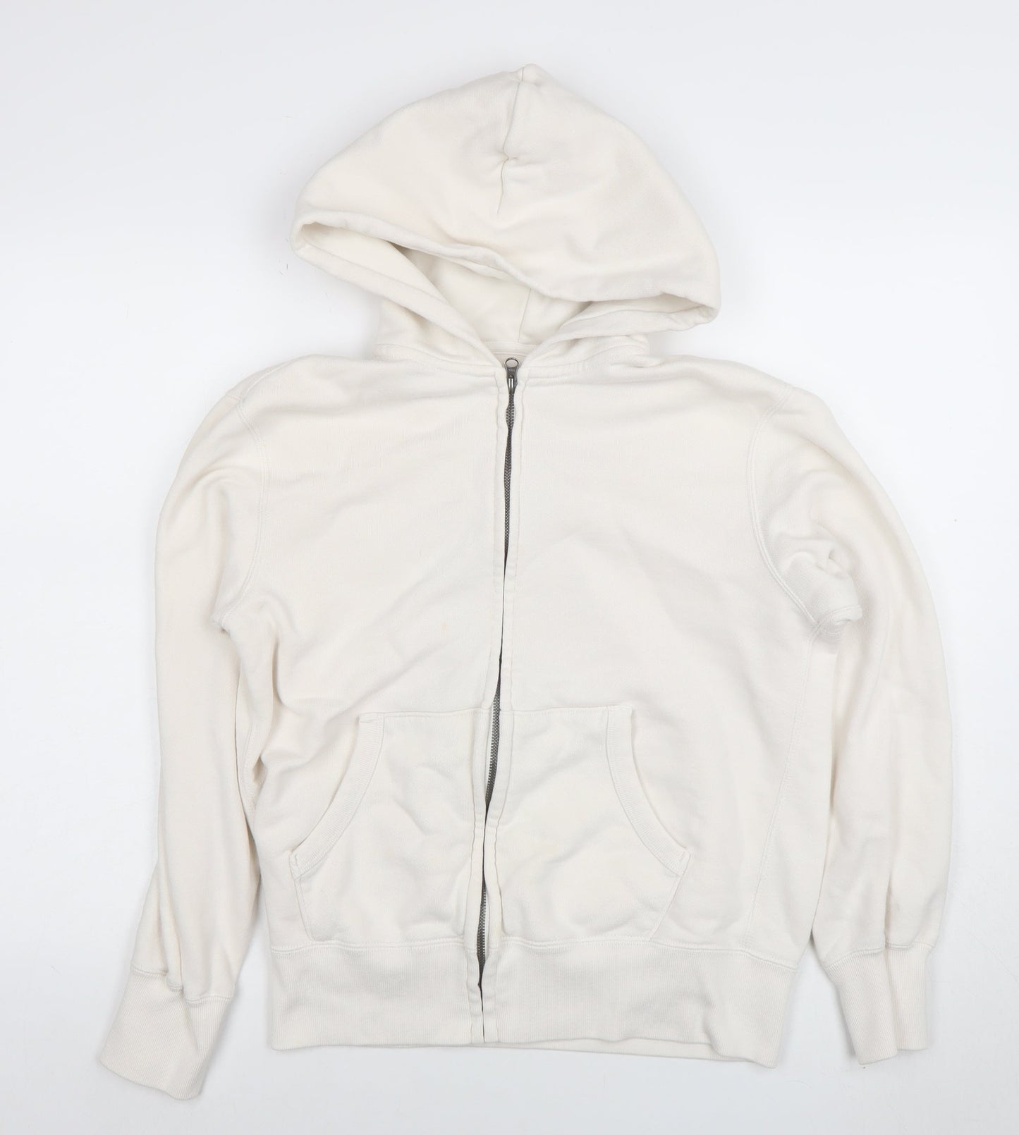 Womens UK Size M Uniqlo White Full Zip Hoodie