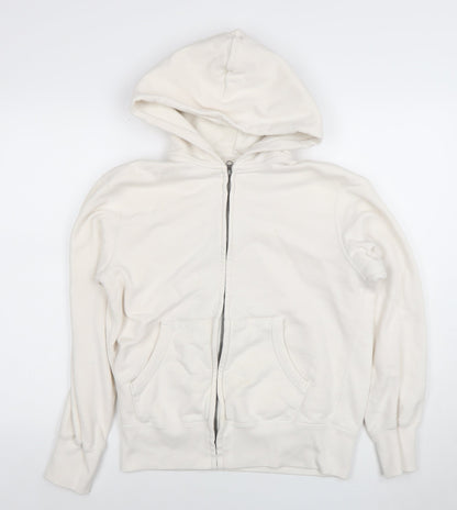 Womens UK Size M Uniqlo White Full Zip Hoodie