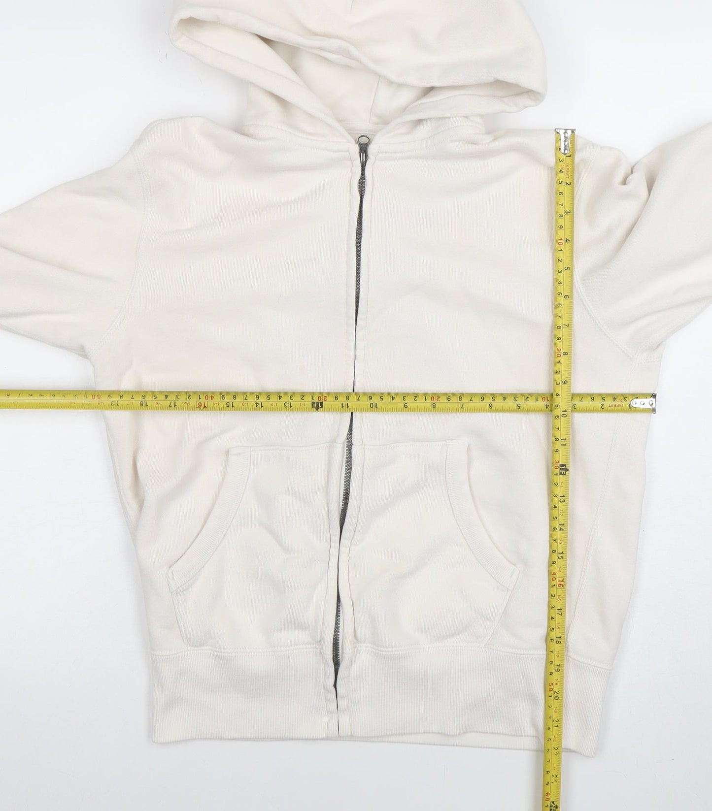 Womens UK Size M Uniqlo White Full Zip Hoodie