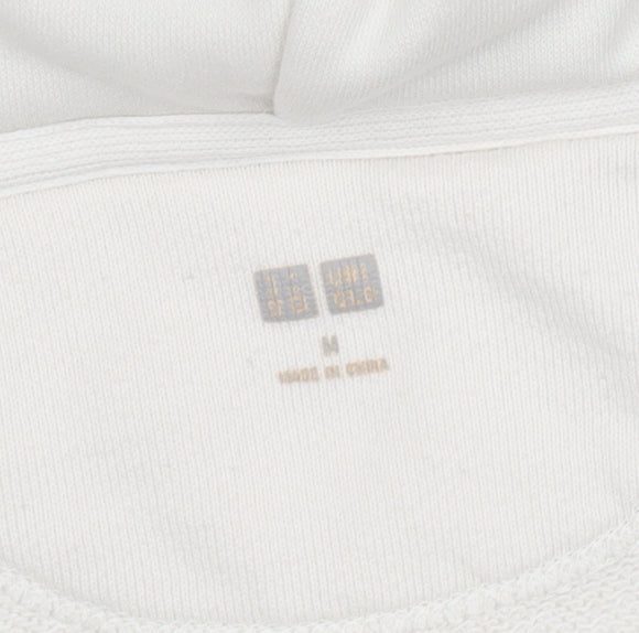 Womens UK Size M Uniqlo White Full Zip Hoodie
