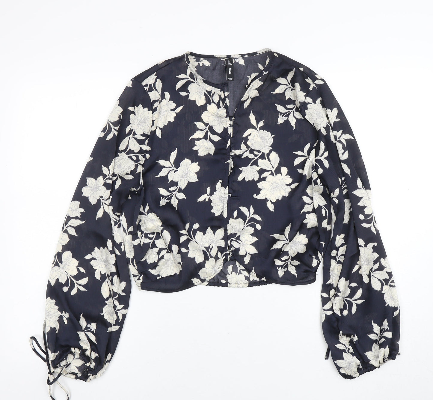 Womens UK Size XS Mango Blue Cropped Blouse