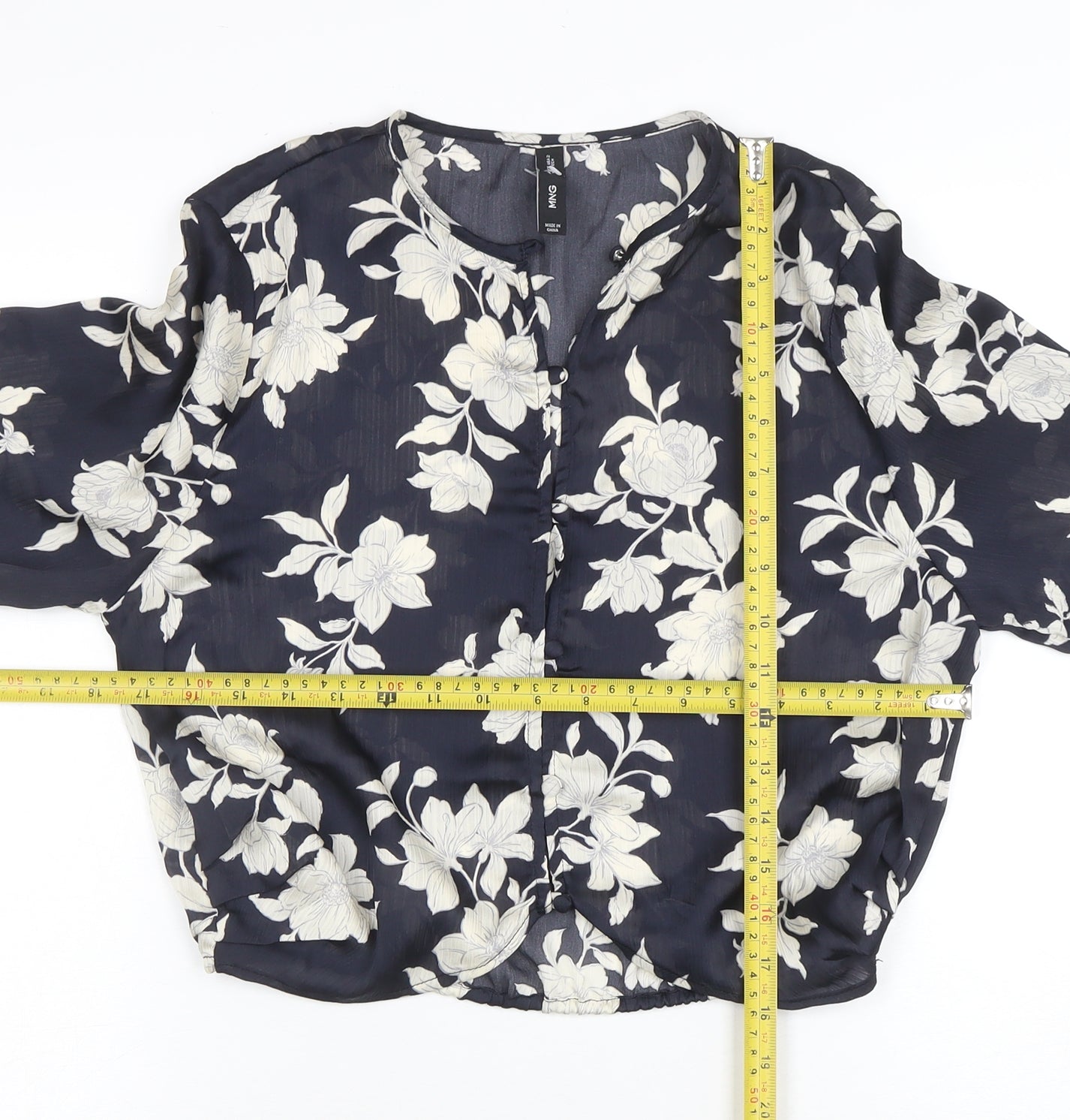Womens UK Size XS Mango Blue Cropped Blouse