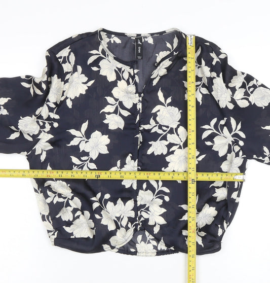 Womens UK Size XS Mango Blue Cropped Blouse
