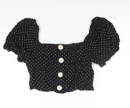 Womens UK Size 12 River Island Black Cropped Blouse