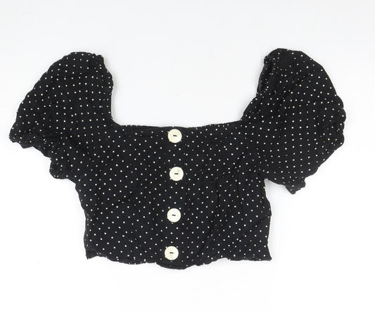 Womens UK Size 12 River Island Black Cropped Blouse