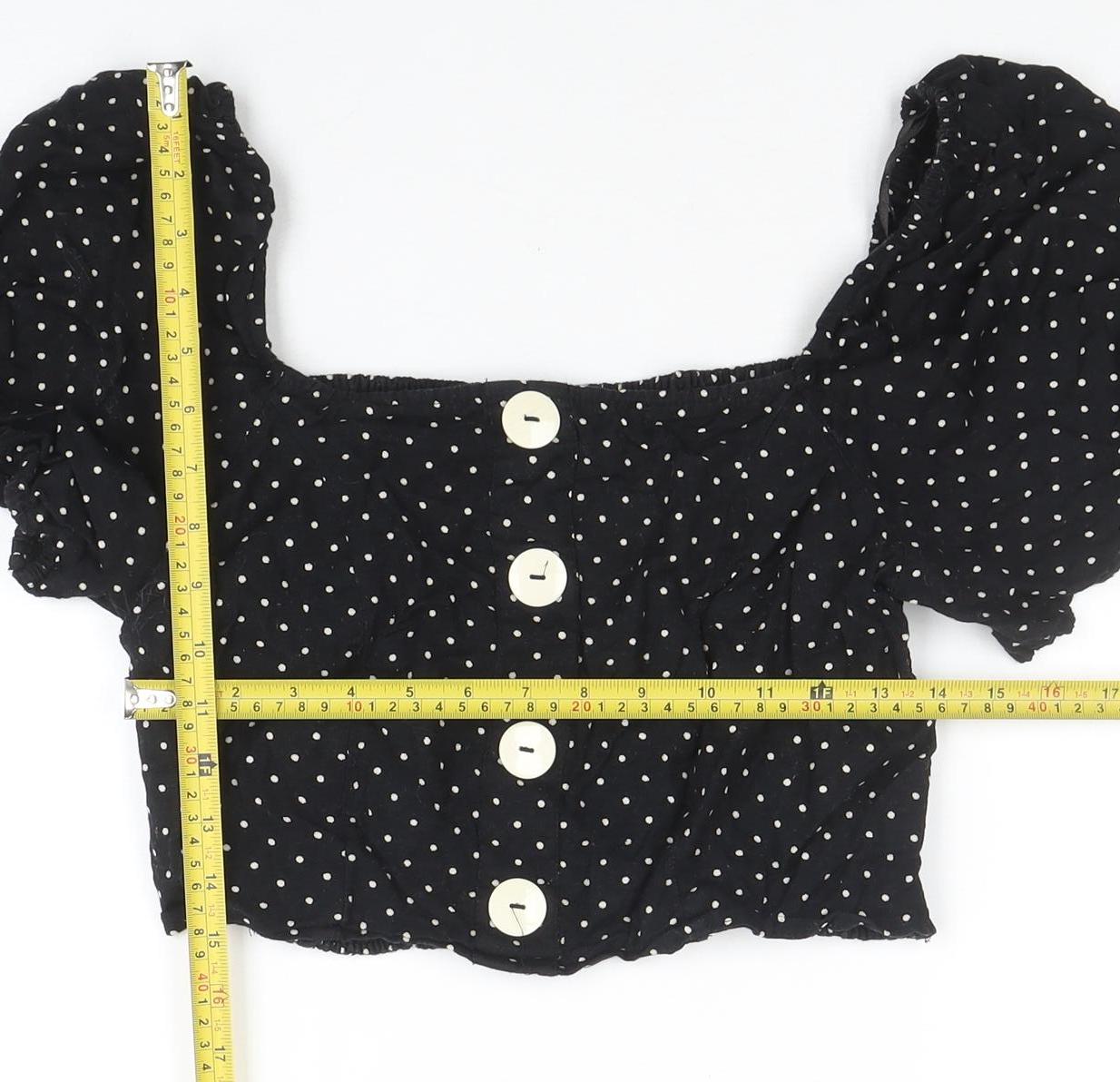 Womens UK Size 12 River Island Black Cropped Blouse