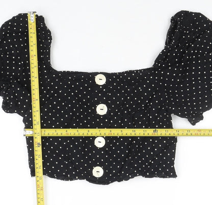 Womens UK Size 12 River Island Black Cropped Blouse