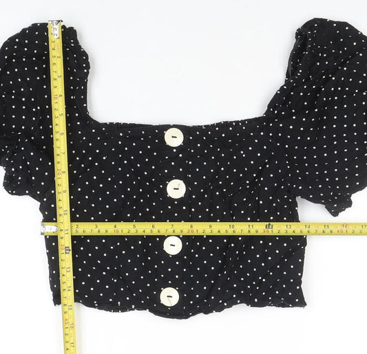 Womens UK Size 12 River Island Black Cropped Blouse