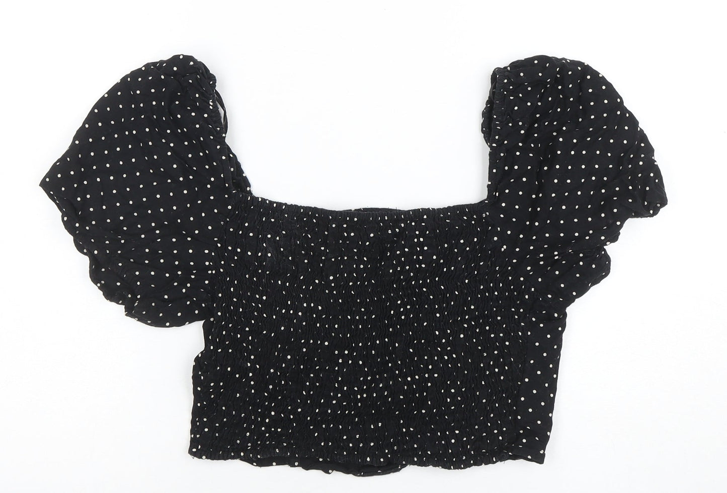 Womens UK Size 12 River Island Black Cropped Blouse