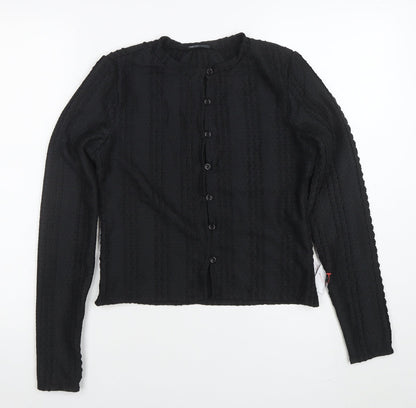 Womens UK Size S ASOS Black Cropped Button-Up