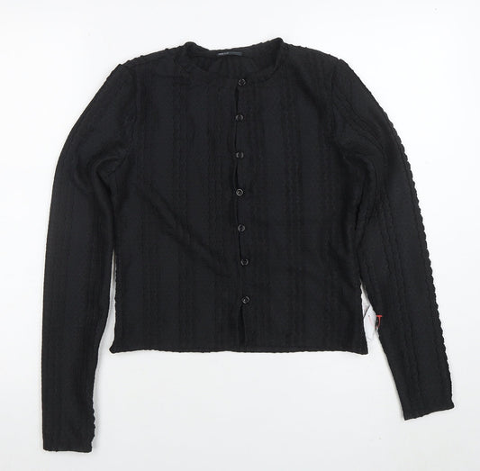 Womens UK Size S ASOS Black Cropped Button-Up