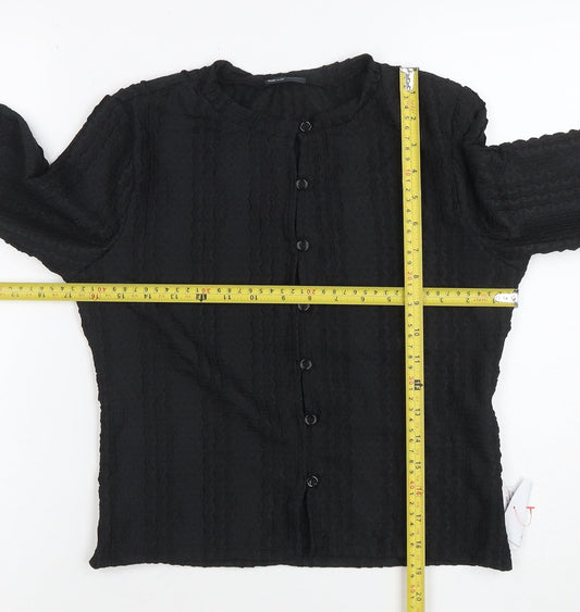 Womens UK Size S ASOS Black Cropped Button-Up
