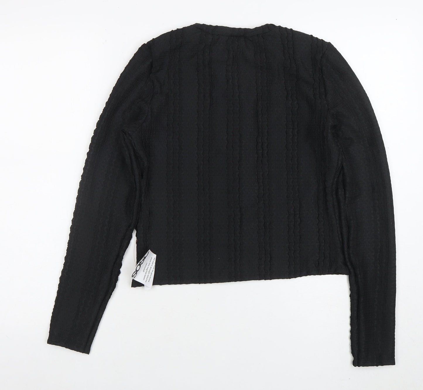Womens UK Size S ASOS Black Cropped Button-Up