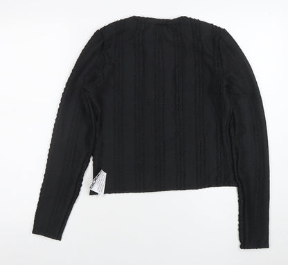 Womens UK Size S ASOS Black Cropped Button-Up