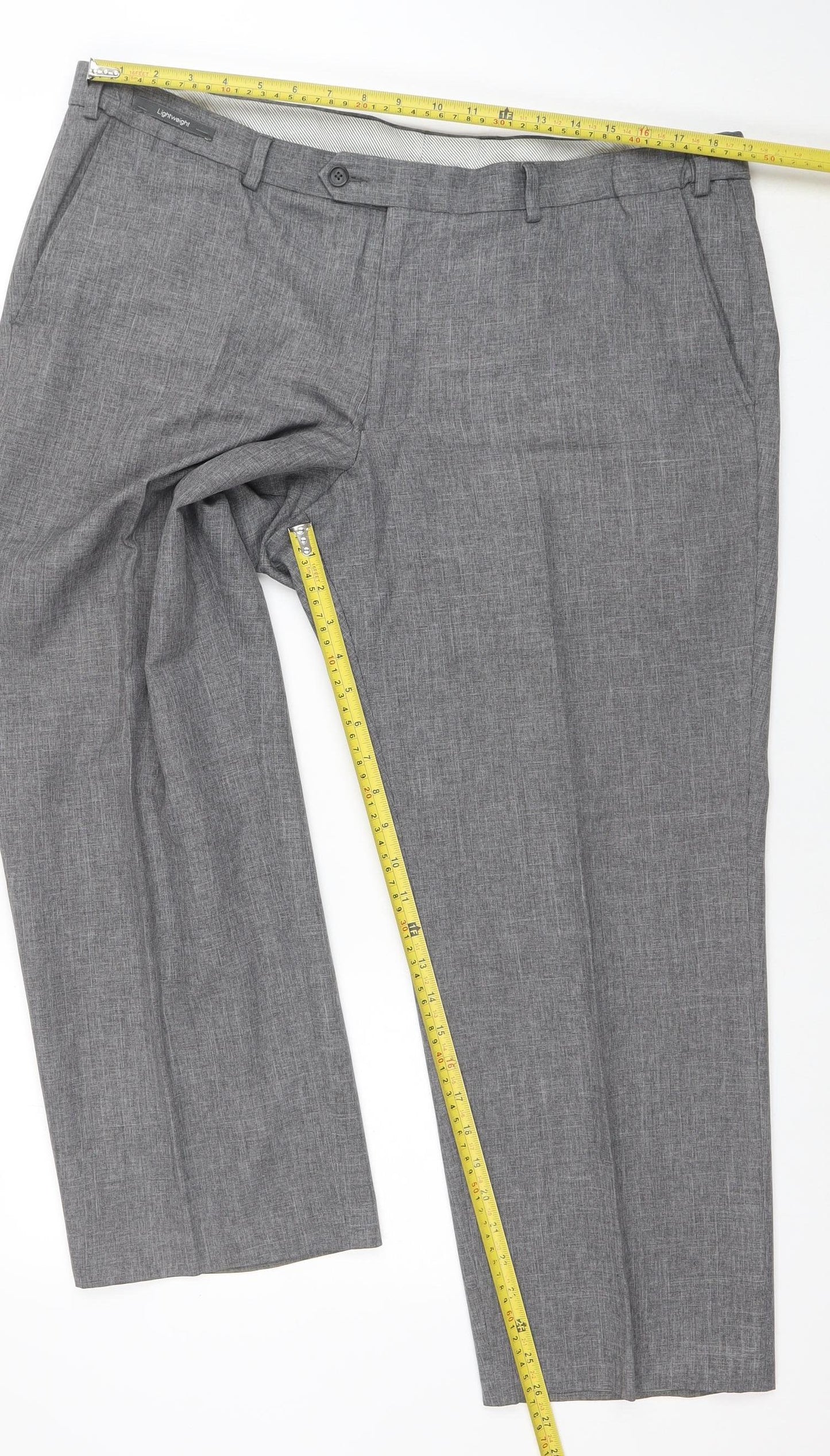 Mens UK Size L Marks and Spencer Regular Fit Dress Pants Grey Trousers