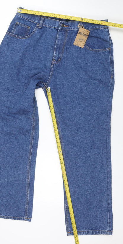 Arizona Blue Men's Blue 36S Straight Leg Denim Jeans Regular Fit
