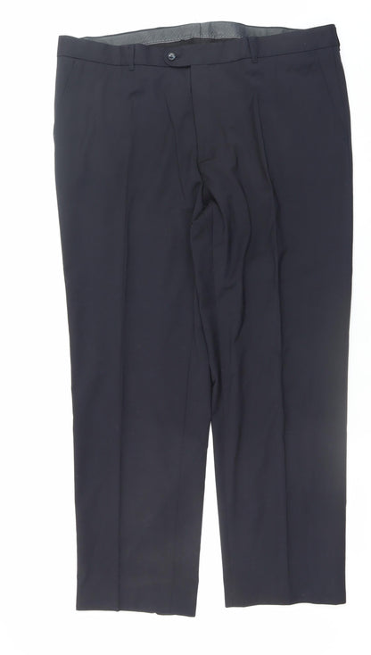 Mens UK Size 48R Carl Gross Regular Fit Dress Pants Black Trousers