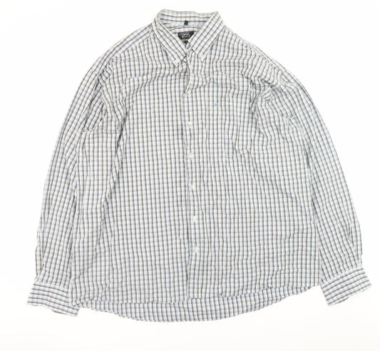 Camel Active Men's Blue Check Cotton Button-Down Shirt XL