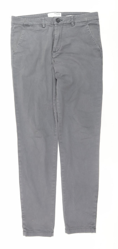 Mens UK Size M Selected Homme Slim Fit Chino Grey Trousers