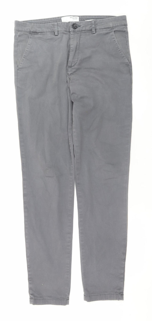 Mens UK Size M Selected Homme Slim Fit Chino Grey Trousers