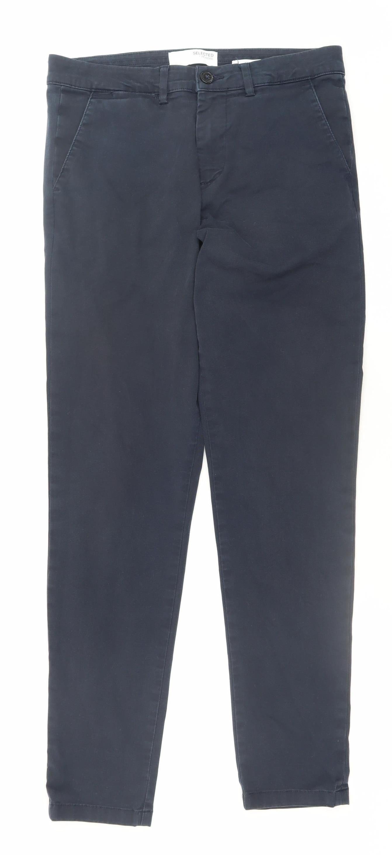 Mens UK Size M Selected Homme Slim Fit Chino Blue Trousers